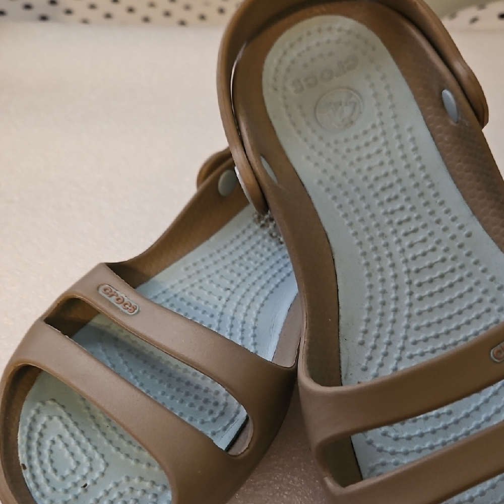 CROCS Brown and Blue Sandals
